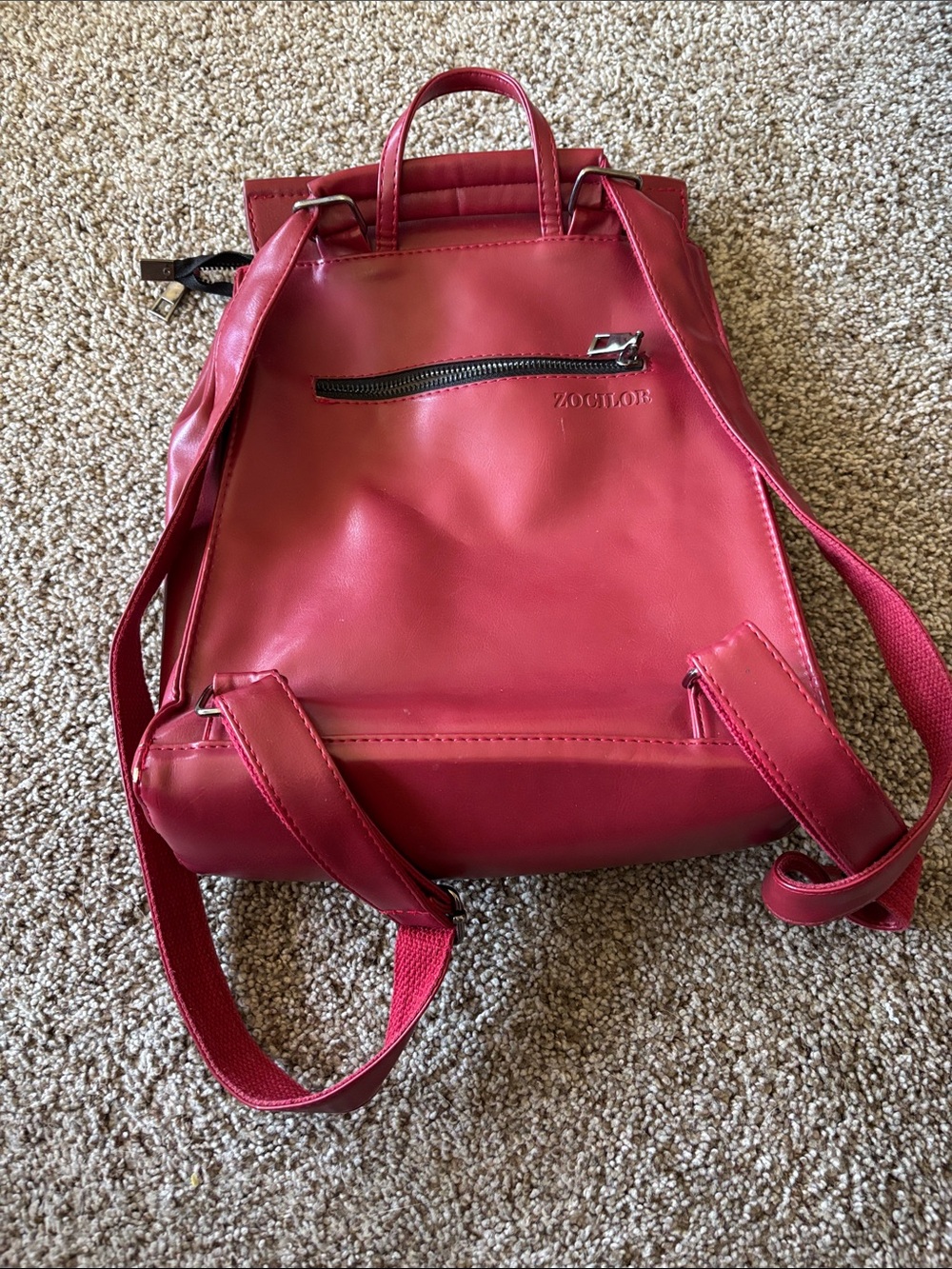 Zooloo Red Vegan Leather Backpack – Women's Everyday Carry
